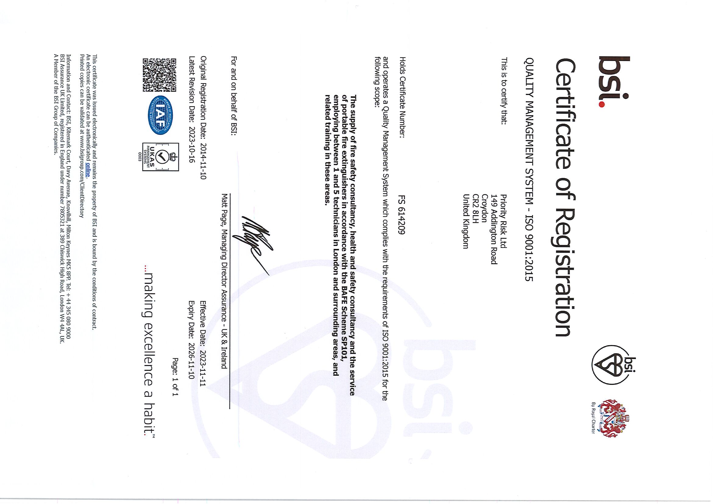 BSI Certificate of Membership